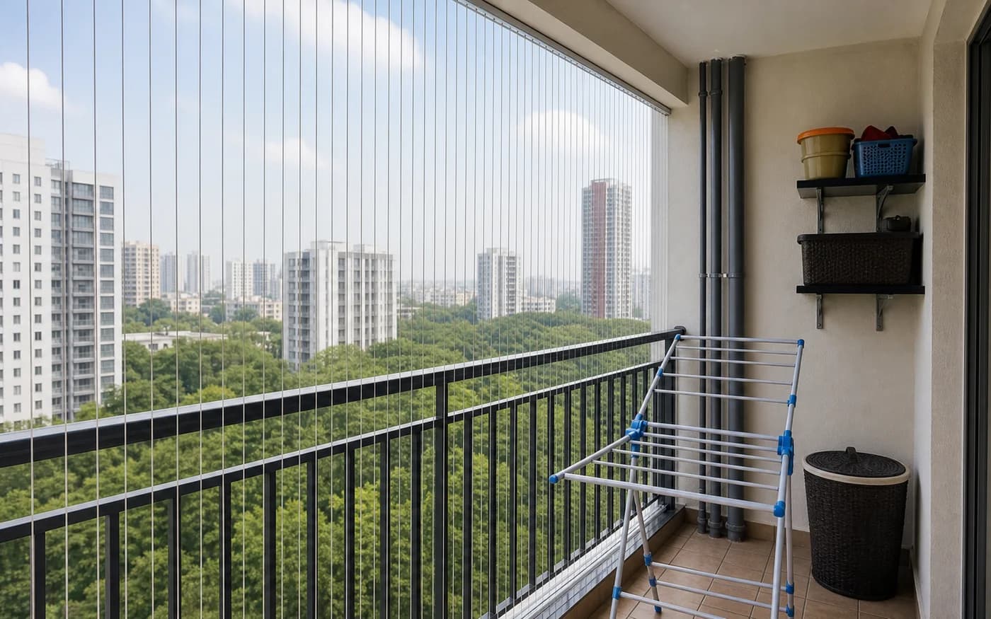 Invisible Grill Utility Balcony Open View in Bangalore