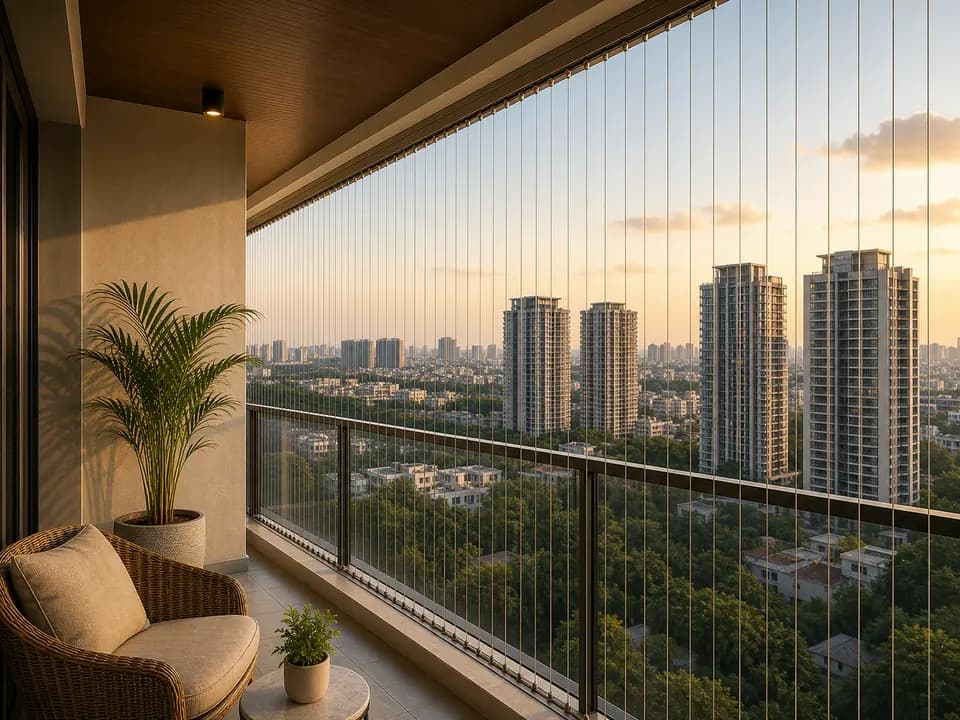 Slim cable guard preserving a skyline view in Phoenix One Bangalore West Bangalore
