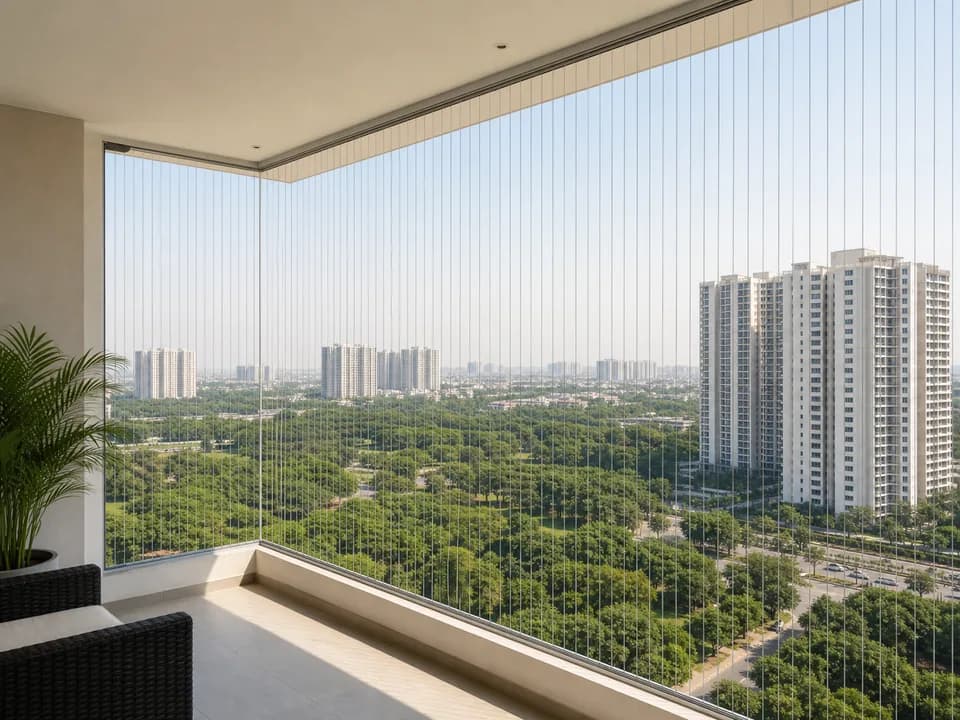 Slim cable guard on a premium apartment balcony in Prestige Shantiniketan Bangalore