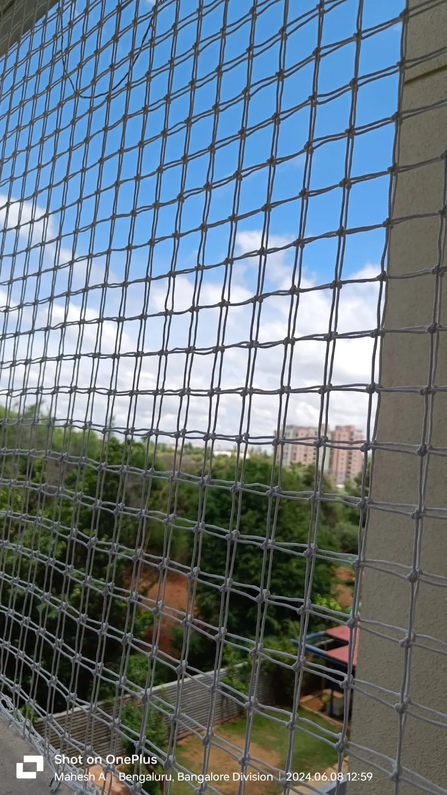 Child safety net installed for a family balcony and open edge