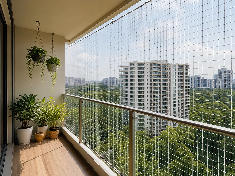 Pet-safe balcony mesh for an apartment home