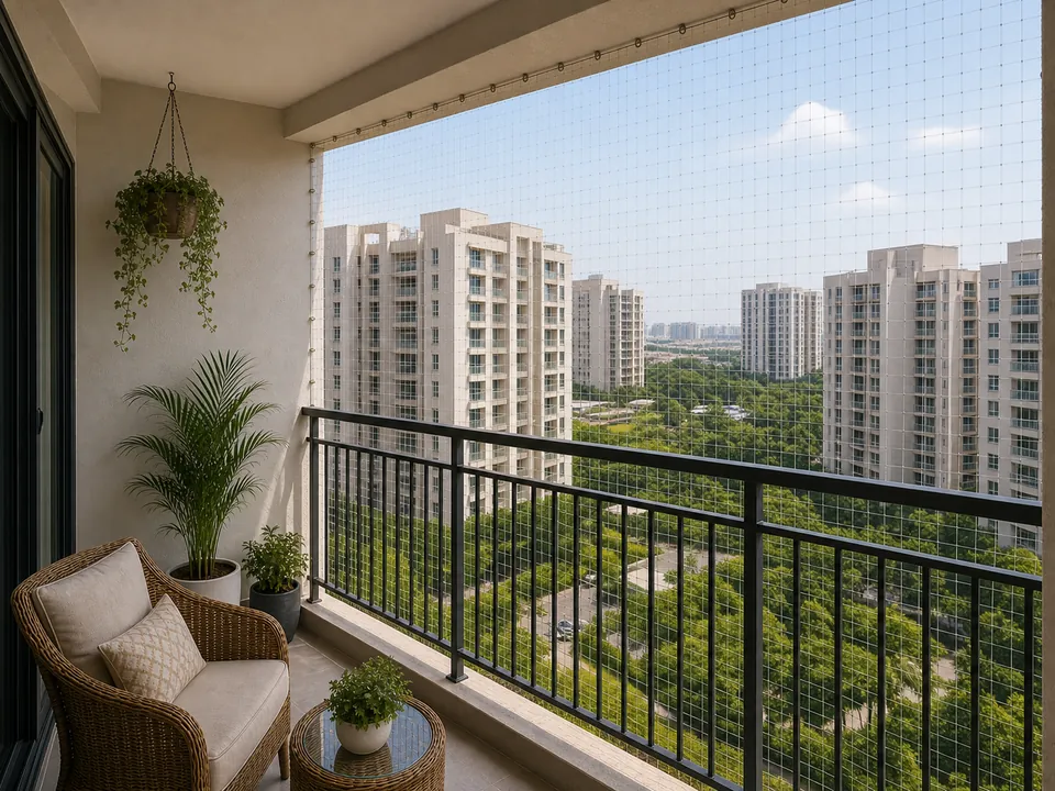 Medavakkam family apartment balcony with child-safe netting