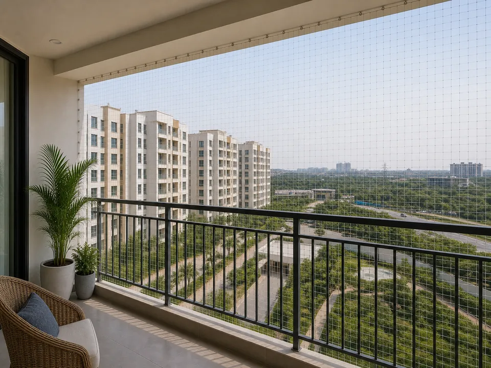 Guduvanchery apartment balcony with practical safety netting