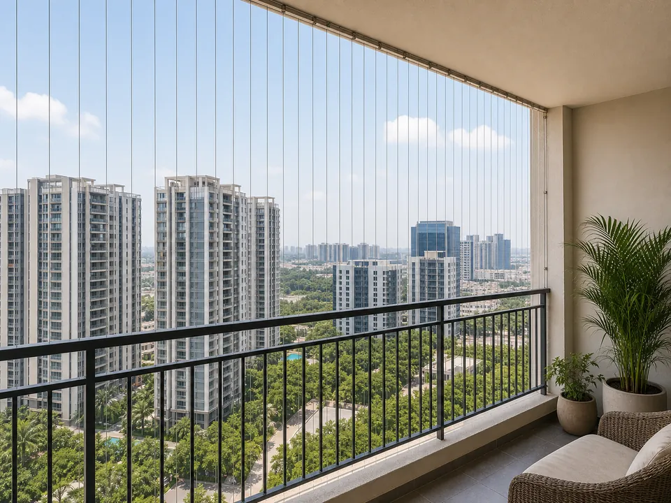 Gachibowli high-rise balcony with open-view safety protection