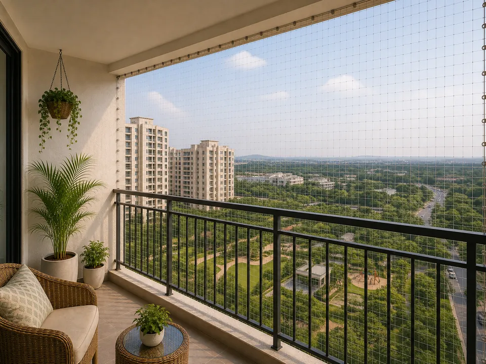Penamaluru green community balcony with safety netting
