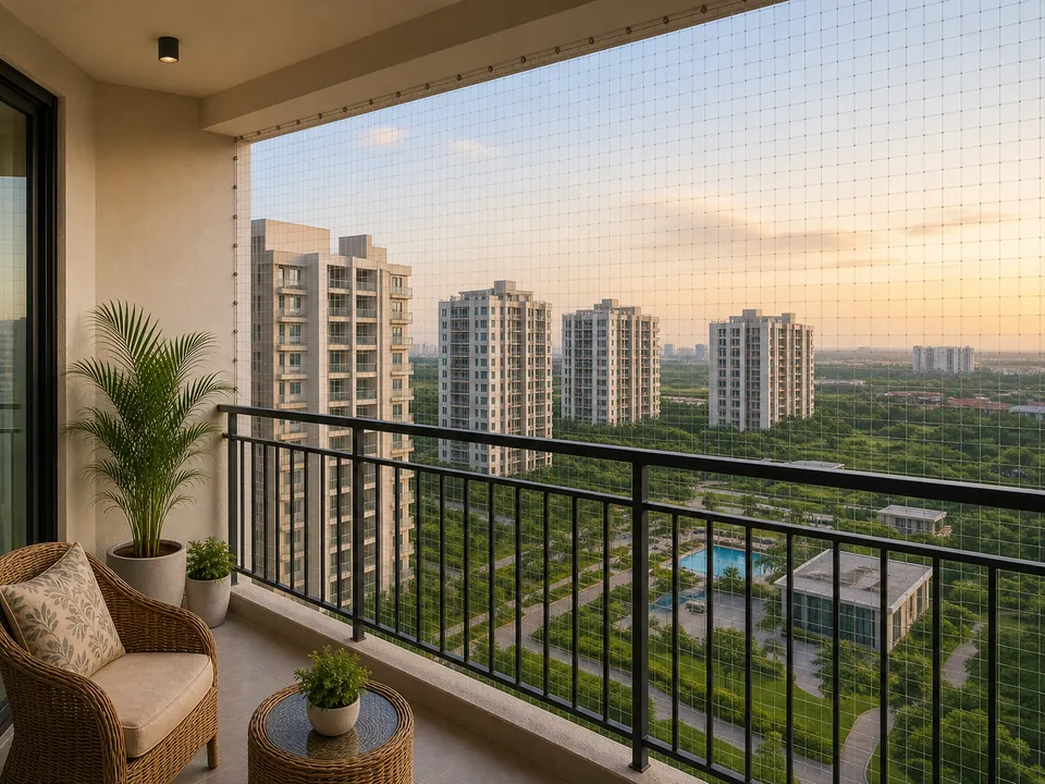 Enikepadu premium apartment balcony with family safety netting