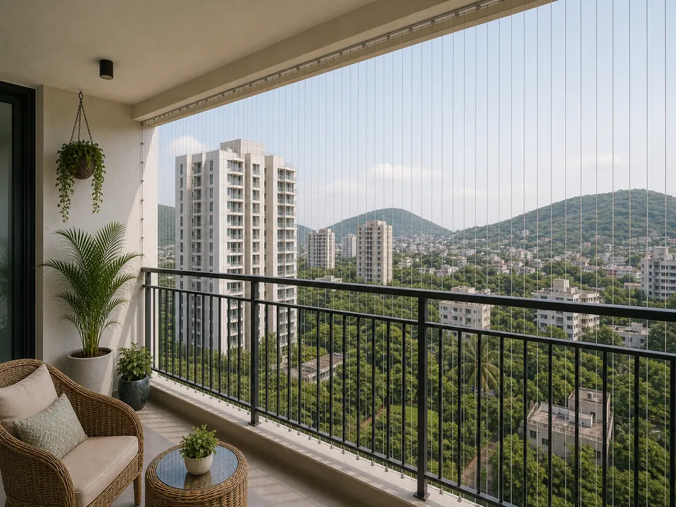 Central Vizag high-rise balcony with refined safety protection