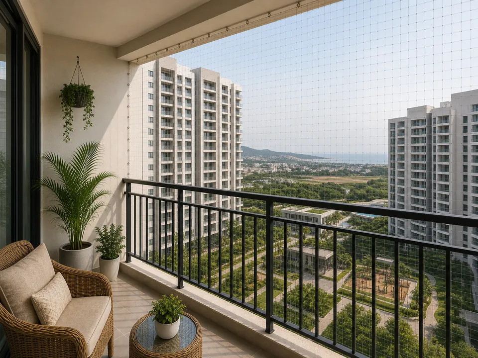 Madhurawada gated community balcony with coastal safety netting
